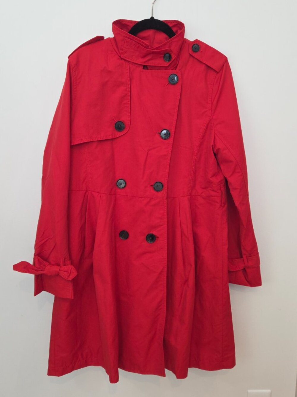 Gap Rocket Red Pleated Trench Coat, Size Large NWT
